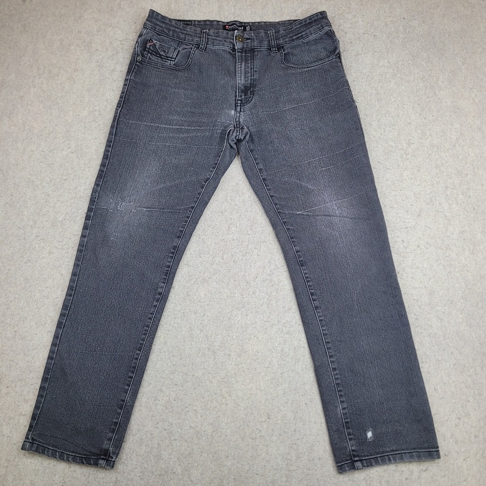 SouthPole Jeans Mens 34x30 Black  Stacked Skinny Distressed‎ Denim Faded